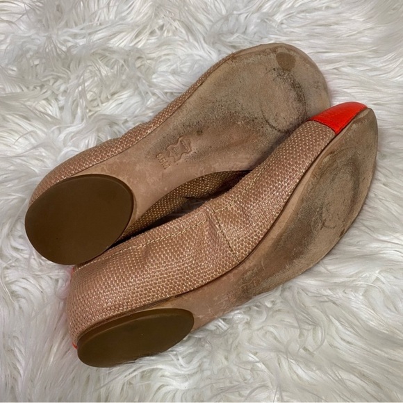 TORY BURCH Carita $298 Raffia Straw / Orange Leather Ballet Ballerina Flats 9.5 - Picture 6 of 6